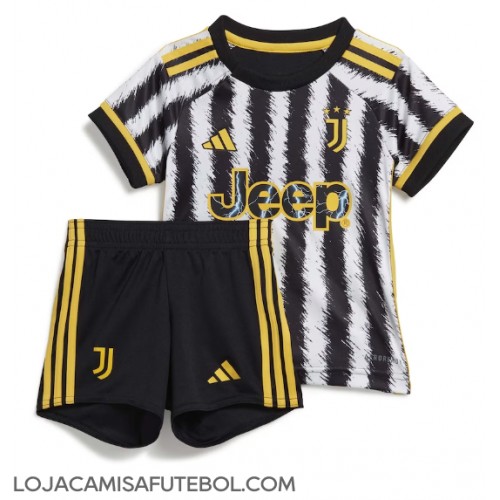 Camisa de Futebol Juventus Equipamento Principal Infantil 2023-24 Manga Curta (+ Calças curtas)